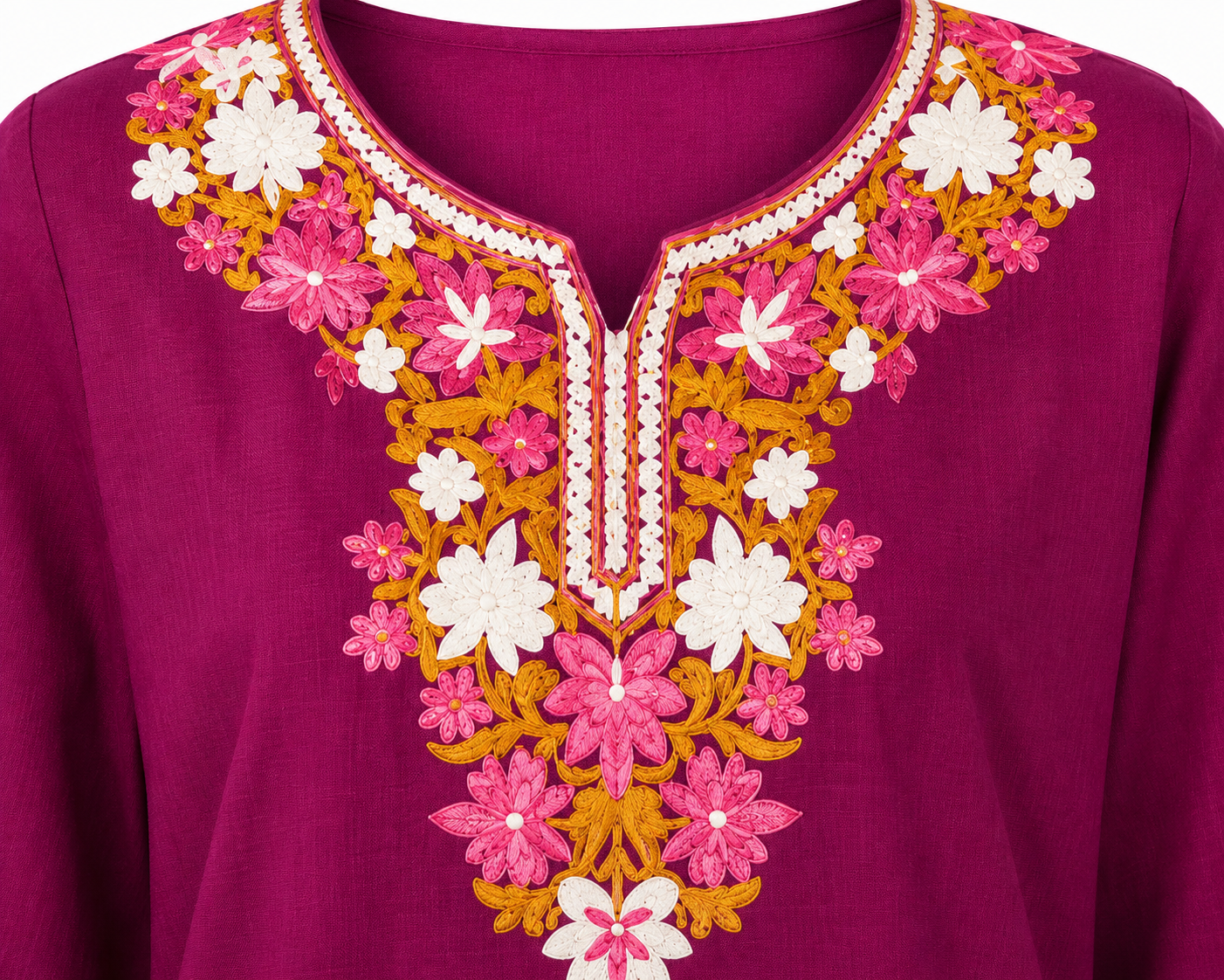 Kashmir Aari cotton Co-Ord Set | Plum